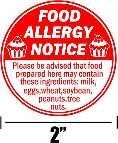 Allergy Sticker for Cake Food Allergy Stickers 1 x 2 Inch Allergen Warning Labels for Bakery, Party,Restaurants 500 pcs in Saudi Arabia