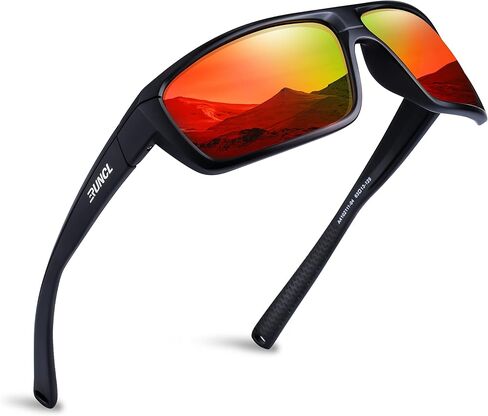 RUNCL نظارات شمسية رياضية مستقطبة بيلي لصيد الأسماك (أسود مطفي/برتقالي) in Kuwait