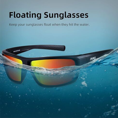 RUNCL نظارات شمسية رياضية مستقطبة بيلي لصيد الأسماك (أسود مطفي/برتقالي) in Kuwait