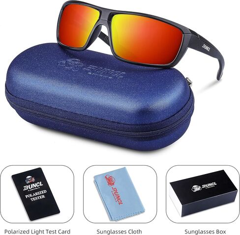 RUNCL نظارات شمسية رياضية مستقطبة بيلي لصيد الأسماك (أسود مطفي/برتقالي) in Kuwait