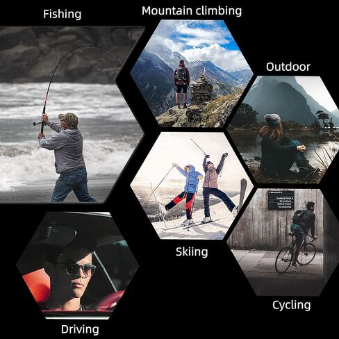 RUNCL نظارات شمسية رياضية مستقطبة بيلي لصيد الأسماك (أسود مطفي/برتقالي) in Kuwait