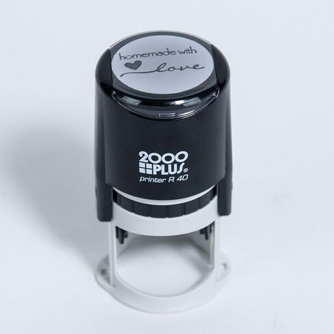 Handmade with Love Self-Inking R40 Round Stamp with Heart and Olive Branch, 1 1/2" Diameter, Black Ink in Saudi Arabia