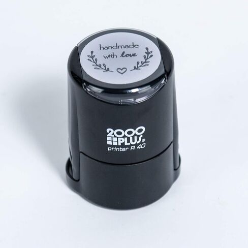 Handmade with Love Self-Inking R40 Round Stamp with Heart and Olive Branch, 1 1/2" Diameter, Black Ink in Saudi Arabia