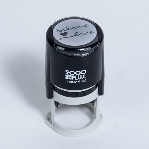 Handmade with Love Self-Inking R40 Round Stamp with Heart and Olive Branch, 1 1/2" Diameter, Black Ink in Saudi Arabia