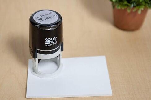 Handmade with Love Self-Inking R40 Round Stamp with Heart and Olive Branch, 1 1/2" Diameter, Black Ink in Saudi Arabia