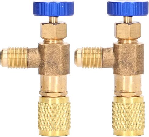Refrigerant Charging Valve, 2PCS Refrigeration Valve Air Conditioning Refrigerant Control Valve Fluoride Charging Adapter for R22 R404 R407 1/4SAE Thread in Kuwait