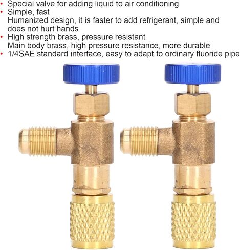 Refrigerant Charging Valve, 2PCS Refrigeration Valve Air Conditioning Refrigerant Control Valve Fluoride Charging Adapter for R22 R404 R407 1/4SAE Thread in Kuwait