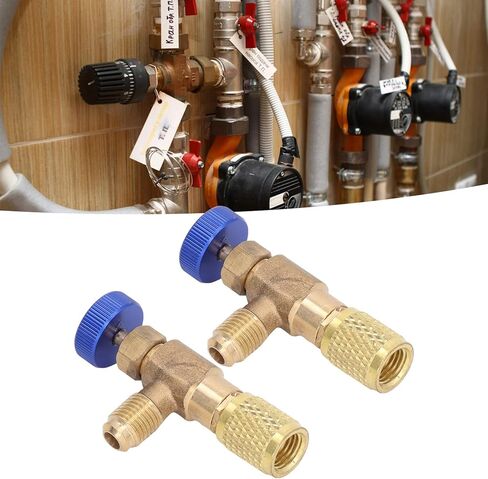 Refrigerant Charging Valve, 2PCS Refrigeration Valve Air Conditioning Refrigerant Control Valve Fluoride Charging Adapter for R22 R404 R407 1/4SAE Thread in Kuwait