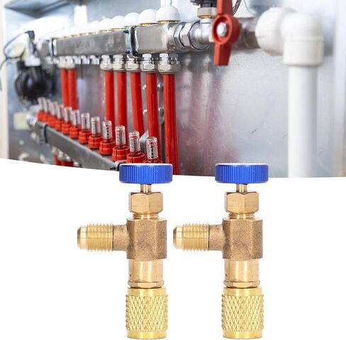 Refrigerant Charging Valve, 2PCS Refrigeration Valve Air Conditioning Refrigerant Control Valve Fluoride Charging Adapter for R22 R404 R407 1/4SAE Thread in Kuwait