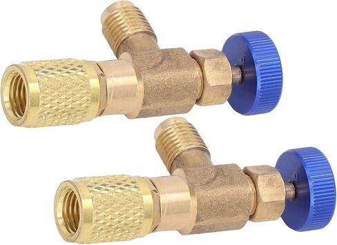 Refrigerant Charging Valve, 2PCS Refrigeration Valve Air Conditioning Refrigerant Control Valve Fluoride Charging Adapter for R22 R404 R407 1/4SAE Thread in Kuwait