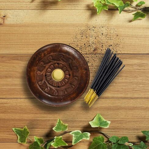 صندوق بخور خشبي 2 في 1 مصنوع يدويًا مقاس 4 بوصات - حامل أعواد مخروطية - حامل بخور رماد - حامل بخور - هدية عتيقة منحوتة يدويًا - إكسسوارات ديكور منزلي - هدية مثالية in Kuwait