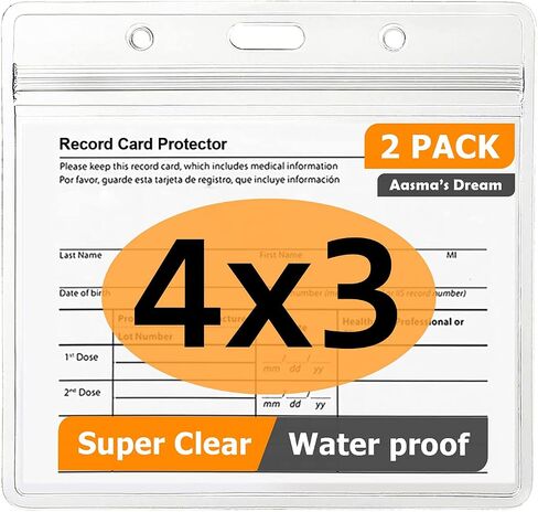 2 Pack Vaccination Card Protector 4x3 Inches Immunization Card Record Vaccine Card Holder Clear Vinyl Plastic Sleeve with Waterproof Type Resealable Zip in Saudi Arabia