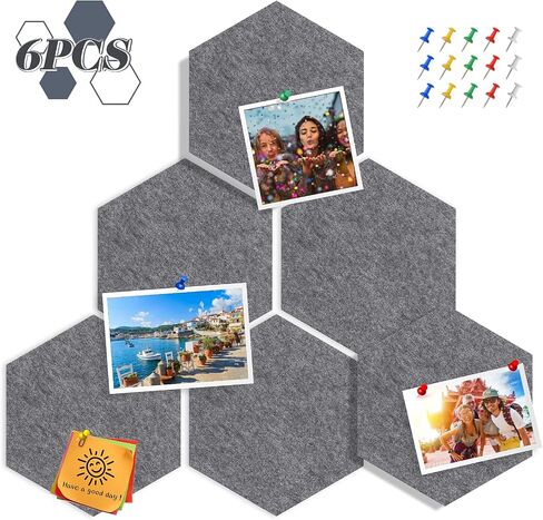 لوحات إعلانات Tikea Hexagon Felt 6 Pack لوحات إشعارات مذكرة ذاتية اللصق معلقة لوحة دبوس للمنزل والمكتب والفصول الدراسية ديكور الحائط مع دبابيس دفع 10.2 بوصة × 11.8 بوصة، أزرق in Saudi Arabia