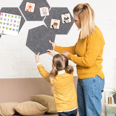 لوحات إعلانات Tikea Hexagon Felt 6 Pack لوحات إشعارات مذكرة ذاتية اللصق معلقة لوحة دبوس للمنزل والمكتب والفصول الدراسية ديكور الحائط مع دبابيس دفع 10.2 بوصة × 11.8 بوصة، أزرق in Saudi Arabia