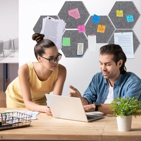 لوحات إعلانات Tikea Hexagon Felt 6 Pack لوحات إشعارات مذكرة ذاتية اللصق معلقة لوحة دبوس للمنزل والمكتب والفصول الدراسية ديكور الحائط مع دبابيس دفع 10.2 بوصة × 11.8 بوصة، أزرق in Saudi Arabia