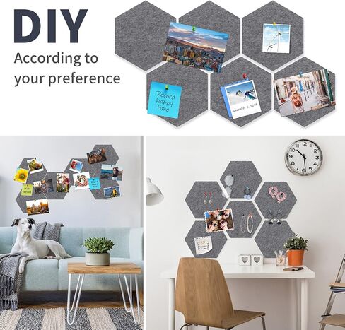 لوحات إعلانات Tikea Hexagon Felt 6 Pack لوحات إشعارات مذكرة ذاتية اللصق معلقة لوحة دبوس للمنزل والمكتب والفصول الدراسية ديكور الحائط مع دبابيس دفع 10.2 بوصة × 11.8 بوصة، أزرق in Saudi Arabia