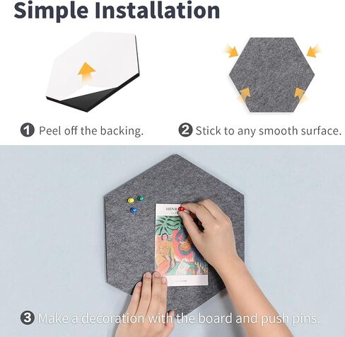 لوحات إعلانات Tikea Hexagon Felt 6 Pack لوحات إشعارات مذكرة ذاتية اللصق معلقة لوحة دبوس للمنزل والمكتب والفصول الدراسية ديكور الحائط مع دبابيس دفع 10.2 بوصة × 11.8 بوصة، أزرق in Saudi Arabia