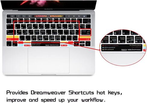 غطاء لوحة المفاتيح السيليكون Hotkey من After Effects لجهاز MacBook New Pro مع شريط اللمس 13 بوصة و15 بوصة (A2159/A1989/A1706، A1990/A1707) 2019 2018 2016 2017 الإصدار الأمريكي in Saudi Arabia