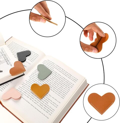 6 قطع من الإشارات المرجعية الجلدية على شكل قلب، إشارة مرجعية لزاوية الصفحة، ملحقات كتب الإشارات المرجعية للنساء، ملحقات كتب لطيفة مصنوعة يدويًا لمحبي القراءة، علامات كتاب للنساء، علامات كتاب لمحبي الكتب in Saudi Arabia