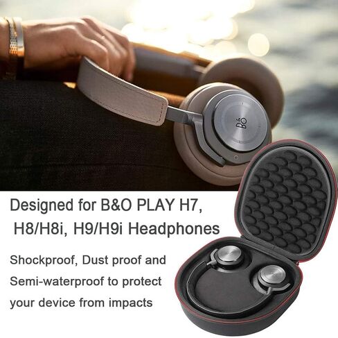 حافظة صلبة لسماعات الرأس والملحقات B&O Play من Bang & Olufsen Over-Ear Beoplay H4, H7, H8, H9، حقيبة تخزين لحمل السفر - أسود (بطانة سوداء) in Kuwait