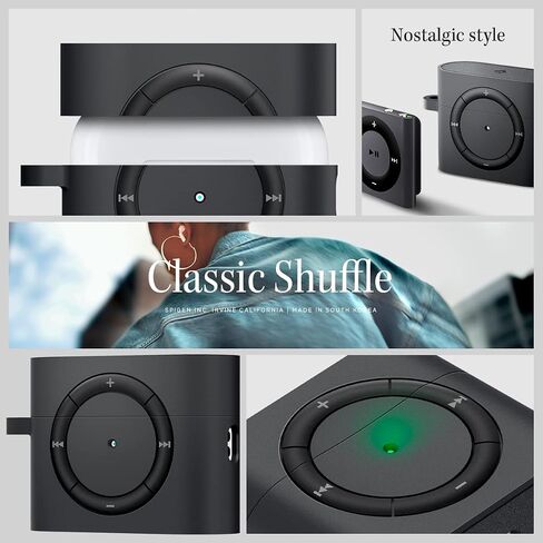 Spigen Classic Shuffle مصممة لحافظة AirPods Pro الجيل الثاني 2022/2023 (كابل USB-C/Lightening) حافظة Airpods Pro 2 بتصميم كلاسيكي كلاسيكي - فحمي in Saudi Arabia