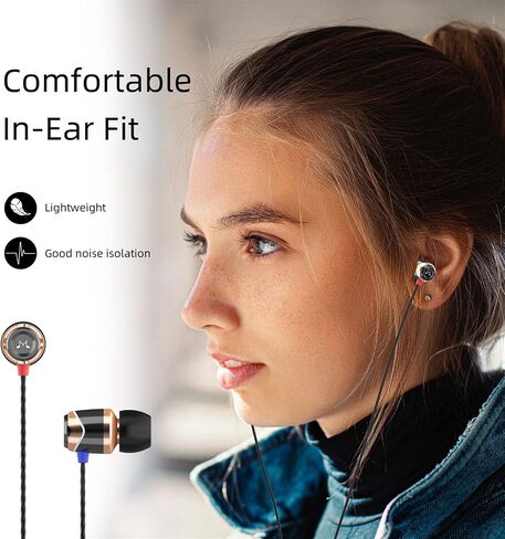 SoundMAGIC E10 Wired Earphones No Microphone HiFi Stereo Earbuds Noise Isolating in Ear Headphones Powerful Bass Tangle Free Cord Black Gold in Kuwait
