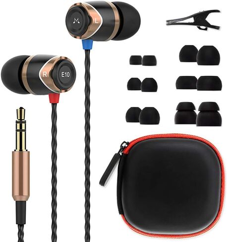 SoundMAGIC E10 Wired Earphones No Microphone HiFi Stereo Earbuds Noise Isolating in Ear Headphones Powerful Bass Tangle Free Cord Black Gold in Kuwait