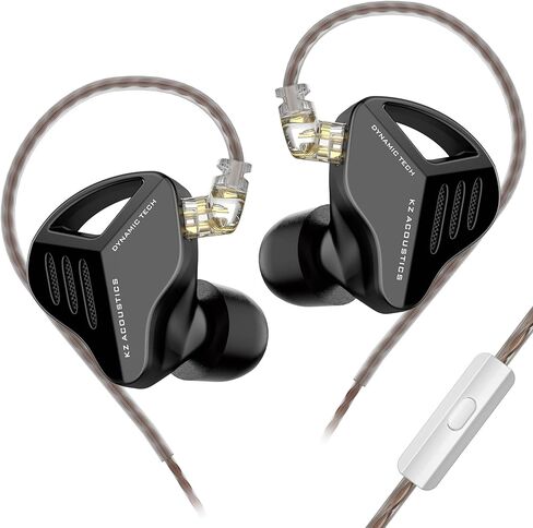 سماعة رأس سلكية، KZ DQS HiFi Dynamic Drivers IEM، سماعات أذن KZ Bass 2pin 3.5 مم لعبة موسيقى رياضية في الأذن لمغني النظام (أسود، بدون ميكروفون)... in Saudi Arabia