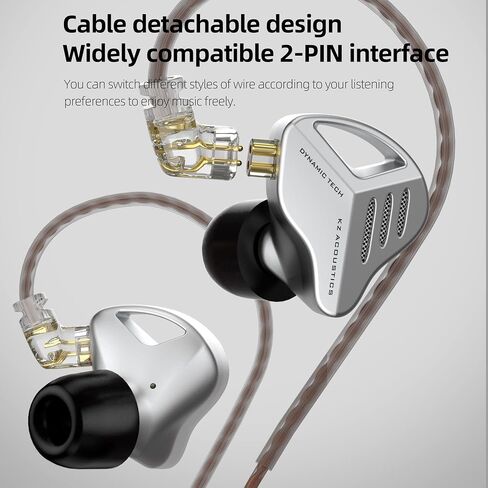 سماعة رأس سلكية، KZ DQS HiFi Dynamic Drivers IEM، سماعات أذن KZ Bass 2pin 3.5 مم لعبة موسيقى رياضية في الأذن لمغني النظام (أسود، بدون ميكروفون)... in Saudi Arabia