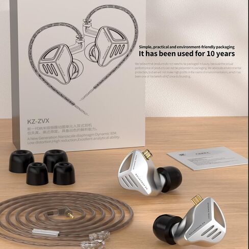 سماعة رأس سلكية، KZ DQS HiFi Dynamic Drivers IEM، سماعات أذن KZ Bass 2pin 3.5 مم لعبة موسيقى رياضية في الأذن لمغني النظام (أسود، بدون ميكروفون)... in Saudi Arabia
