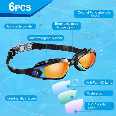 Macarrie 6 Pack Swimming Goggles No Leaking Anti Fog UV Protection Swim Glasses for Men Women Adult Youth in Saudi Arabia