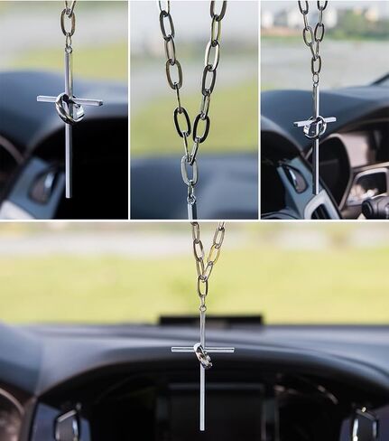 Cross Pendant for Car Rear View Mirror Hanging Ornaments Cross Charm Car Interior Mirror Accessories Decor Ornament Jesus Cross Necklace Men Women Christian Gifts Accessory (Cross+Ring) in Saudi Arabia