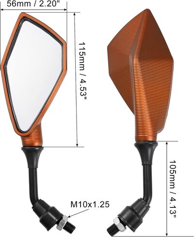 Motoforti 1Pair Screw Thread Rear View Side Mirror Penta Rearview Mirror Orange in Kuwait