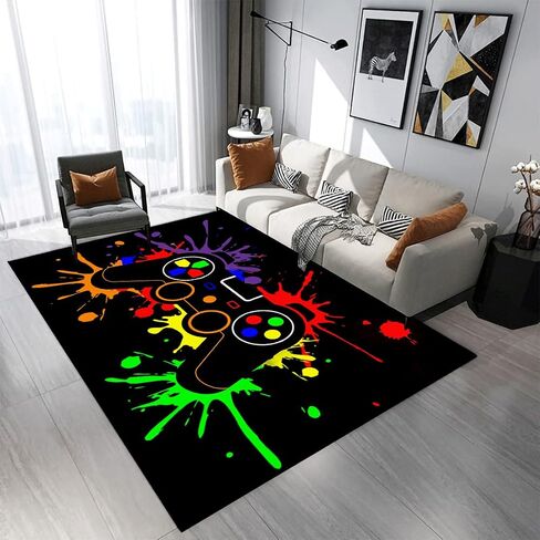 Splash Gaming Controller Art Modern Area Boys Rug Anti-Slip Entry Carpet Gamer Doormat Throw Floormat Indoor Outdoor Living Room Bedroom Gamer Room Decor for Boys 63"x48" in Saudi Arabia
