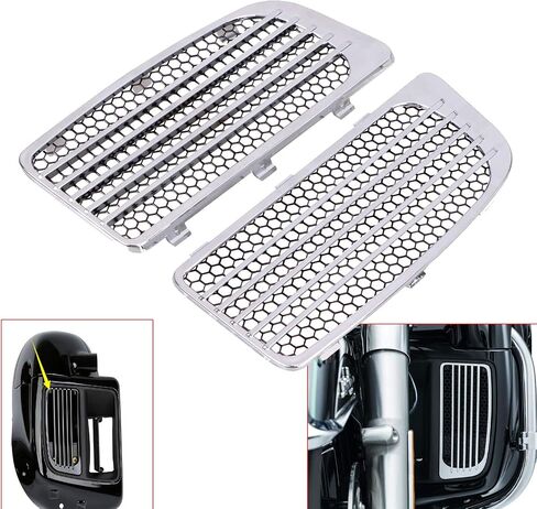 1 Pair Chrome Radiator Grills Lower Fairing Twin Cooled For Harley Touring Electra Glide Street Glide Road Glide Tri Glide Ultra Limited FLHTK 2014-Later in Saudi Arabia