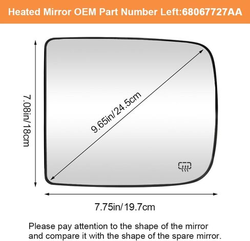 Senzeal Driver Side Lower Mirror Glass Replacement for 2009-2020 Dodge Ram 1500 2500 3500 4500 5500 Towing Mirror Side Convex Lower Mirror Glass 68067731AA (Left Side) in Saudi Arabia