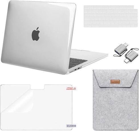 حافظة MOSISO متوافقة مع جهاز MacBook Air 15 بوصة 2023 إصدار 2024 M3 A3114 M2 A2941 Touch ID، غلاف بلاستيكي صلب وحقيبة أكمام قلابة وغطاء لوحة مفاتيح وواقي شاشة ومحول من النوع C، عبوة من قطعتين، شفاف ورمادي in Saudi Arabia