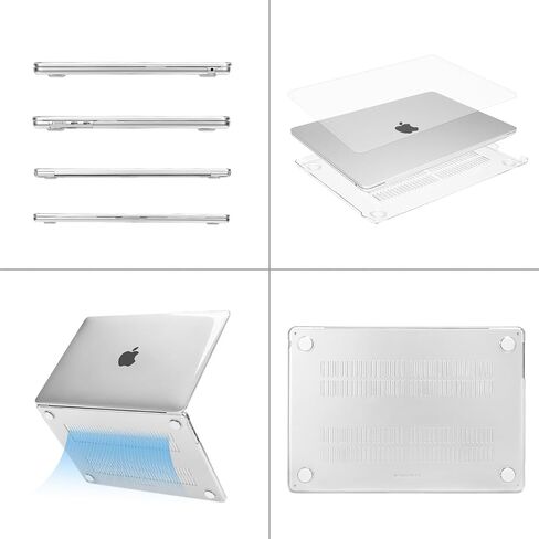 حافظة MOSISO متوافقة مع جهاز MacBook Air 15 بوصة 2023 إصدار 2024 M3 A3114 M2 A2941 Touch ID، غلاف بلاستيكي صلب وحقيبة أكمام قلابة وغطاء لوحة مفاتيح وواقي شاشة ومحول من النوع C، عبوة من قطعتين، شفاف ورمادي in Saudi Arabia