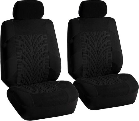 Car Seat Covers Front Set Premium Cloth - Covers for Low Back Car Seats with Removable Headrest, Universal Fit, Automotive Seat Cover, Airbag Compatible Car Seat Cover for SUV, Sedan Black in Saudi Arabia