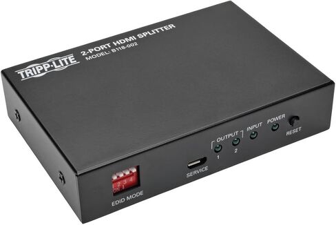 تريب لايت، موزع HDMI بمنفذين، مخرج 1 في 2، فيديو وصوت، 1080 بكسل عند 60 هرتز (B118-002)، أسود in Saudi Arabia