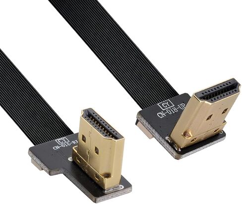 Cablecc CYFPV مزدوج 90 درجة بزاوية قائمة HDMI نوع A ذكر إلى ذكر HDTV FPC كابل مسطح لـ FPV HDTV Multicopter التصوير الجوي 30 سم in Saudi Arabia