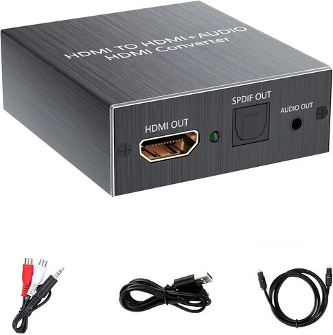 مستخرج صوت HDMI لـ HDMI إلى HDMI + صوت (SPDIF Optical Toslink + AUX) متوافق مع Apple TV Fire TV Blue-Ray Players Firestick Chromecast Cable Box، إصدار HDMI 1.4 in Kuwait