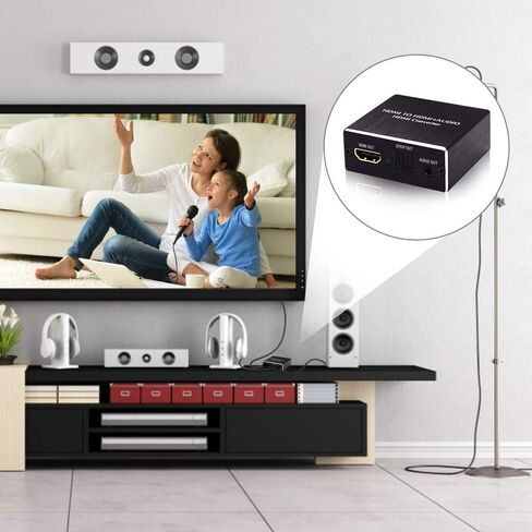 مستخرج صوت HDMI لـ HDMI إلى HDMI + صوت (SPDIF Optical Toslink + AUX) متوافق مع Apple TV Fire TV Blue-Ray Players Firestick Chromecast Cable Box، إصدار HDMI 1.4 in Kuwait