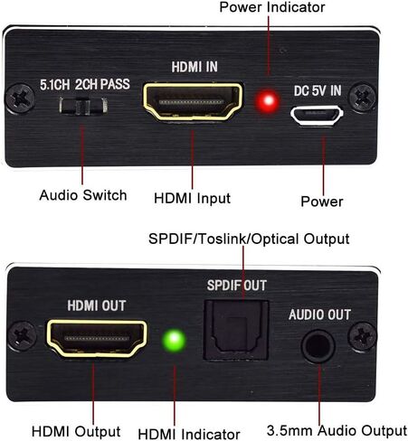 مستخرج صوت HDMI لـ HDMI إلى HDMI + صوت (SPDIF Optical Toslink + AUX) متوافق مع Apple TV Fire TV Blue-Ray Players Firestick Chromecast Cable Box، إصدار HDMI 1.4 in Kuwait