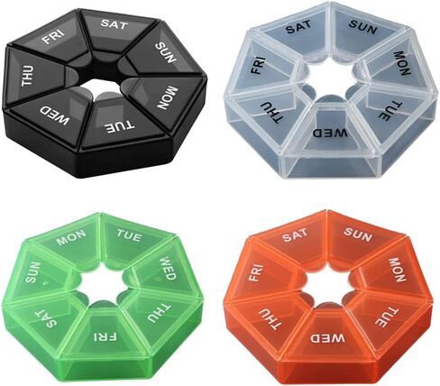 4 Packs Pill Box Portable Pill Box Organizer Weekly Medicine Storage Box 7 Days Pill Organizer Suitable for Travel Medicine Box in Kuwait