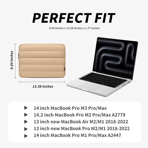 حافظة كمبيوتر محمول منتفخة من Omnpak مقاس 13 بوصة لجهاز MacBook Air، حقيبة كمبيوتر محمول للنساء منتفخة لحمل الكمبيوتر المحمول مقاس 13-14 بوصة لجهاز MacBook M3 M2 M1 in Kuwait