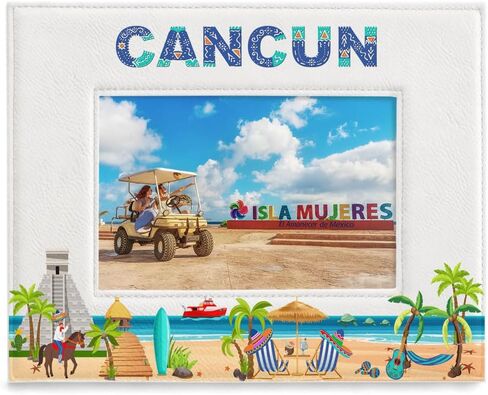 إطار صورة KATE POSH Cancun، عطلة عائلية في كانكون المكسيك، شهر العسل، الزفاف، ديكور الشاطئ (5x7-عمودي) in Saudi Arabia