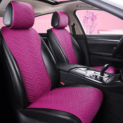 2023 New Purple Leather Car Seat Covers Universal Truck Seat Cover Cute Full Leather Car Seat Covers Wave Pattern 2/3 Covered 11PCS Fit Car/Auto/Truck/SUV (D-Purple) in Saudi Arabia