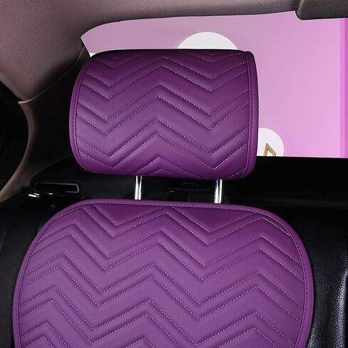 2023 New Purple Leather Car Seat Covers Universal Truck Seat Cover Cute Full Leather Car Seat Covers Wave Pattern 2/3 Covered 11PCS Fit Car/Auto/Truck/SUV (D-Purple) in Saudi Arabia