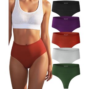 Thongs for Women High Waisted Sexy Seamless Underwear Comfortable Breathable Panties 5 Pack in Saudi Arabia